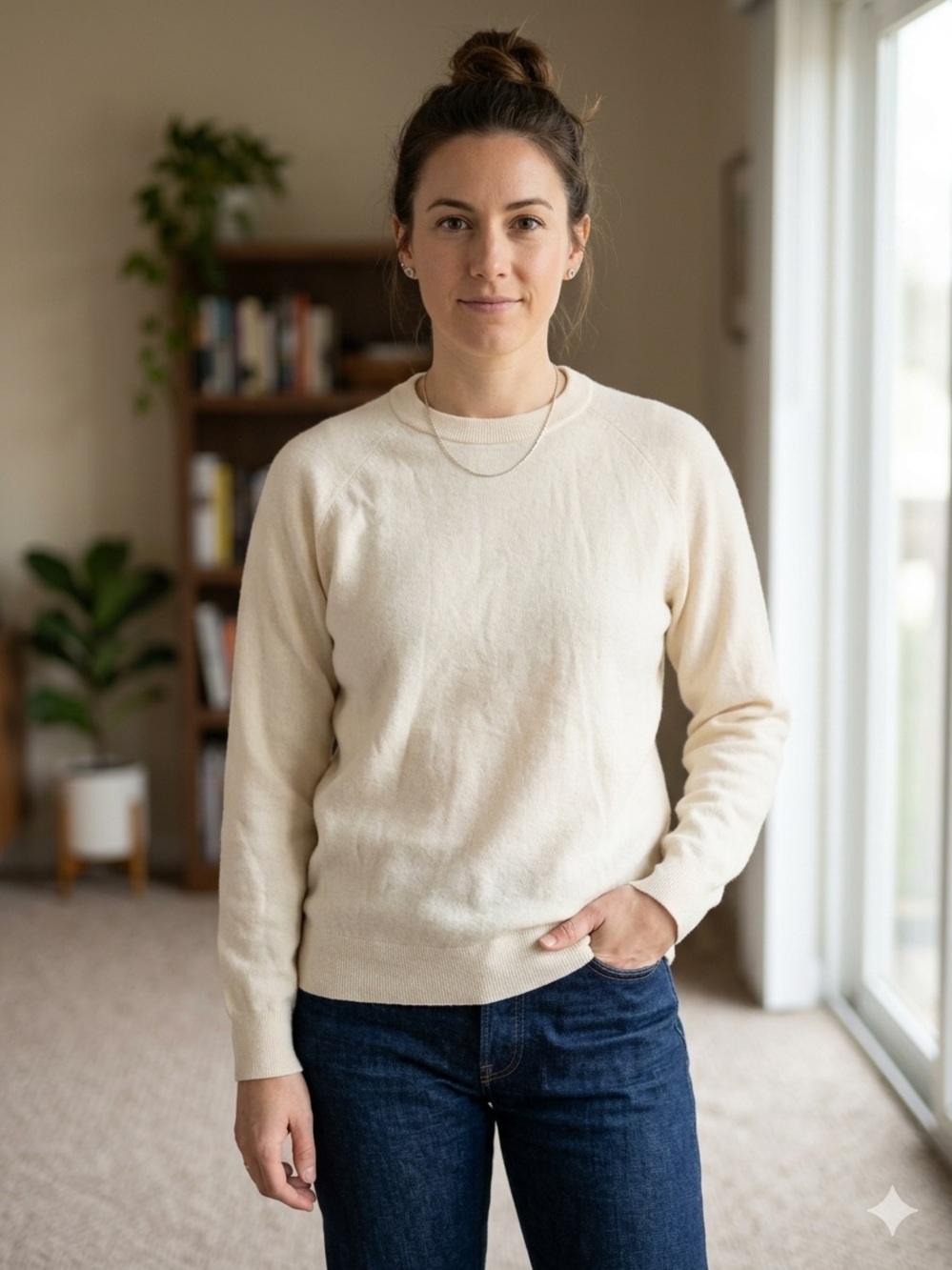 Crewneck Women’s Sweater in Cream